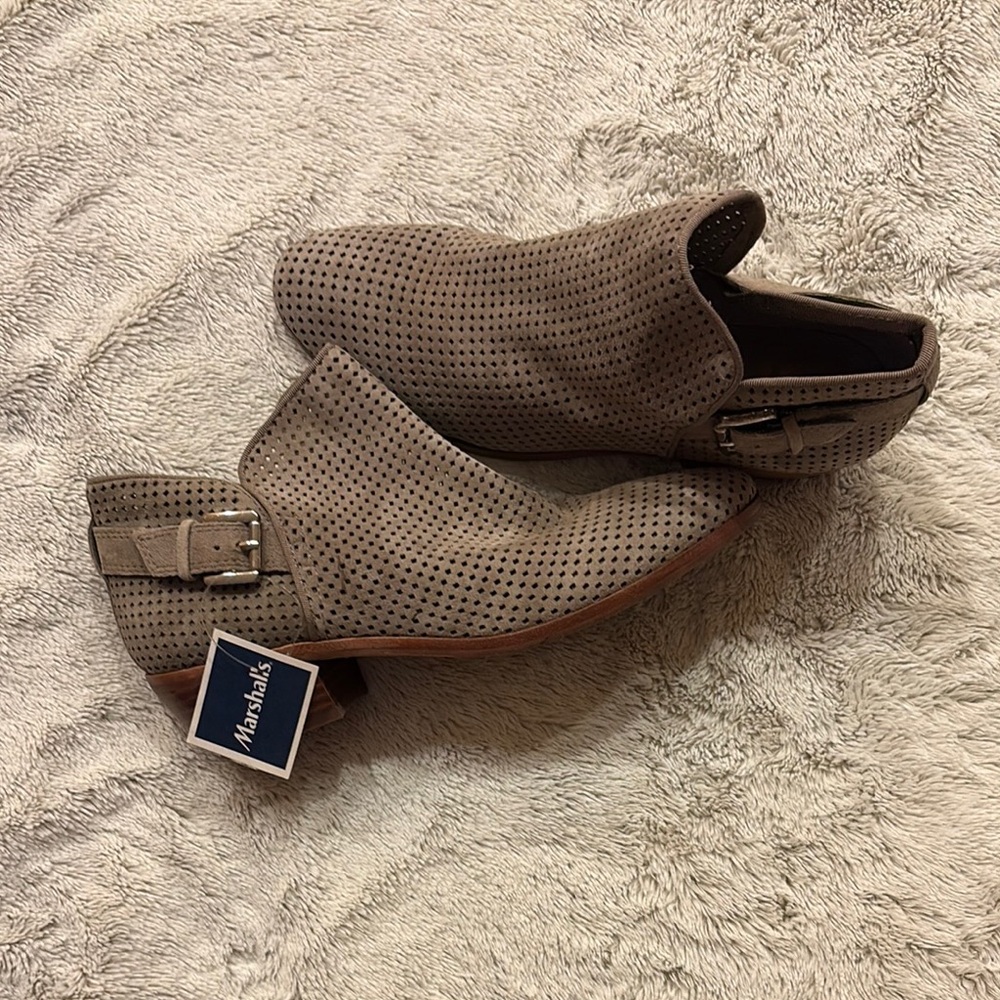 Sam Edelman Tan Ankle Booties with Perforated Design